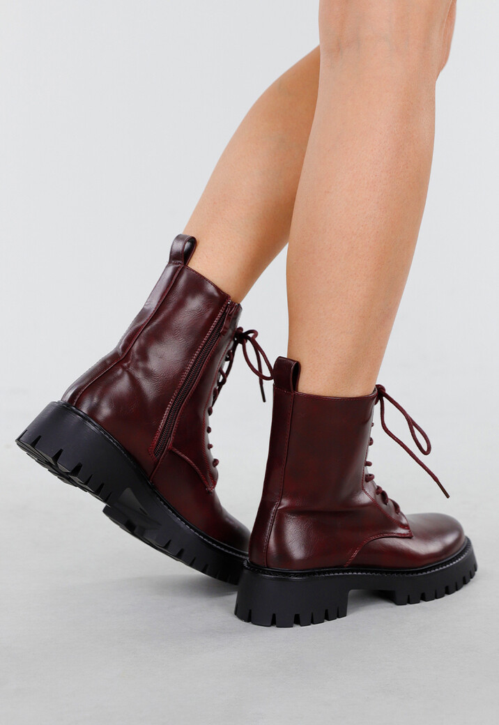 Bordeaux Veterlaarzen met Grove Zolen en Rits