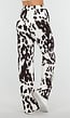 Bruin-Witte Stretchbroek met Koeienprint en Rechte Pijpen