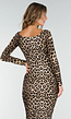 Luipaard Jurk met Overslag, Plooien en Stretch
