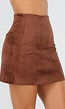 Roestbruine Suèdelook Rok in Mini Lengte met Effen Design