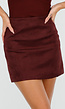 Bordeauxrode Suèdelook Rok in Mini Lengte met Effen Design