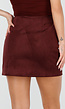 Bordeauxrode Suèdelook Rok in Mini Lengte met Effen Design
