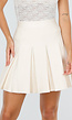 Crèmekleurige Geplooide Rok in Gebreide Stretchstof