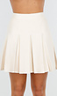 Crèmekleurige Geplooide Rok in Gebreide Stretchstof