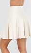 Crèmekleurige Geplooide Rok in Gebreide Stretchstof