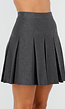 Donkergrijze Geplooide Rok in Gebreide Stretchstof