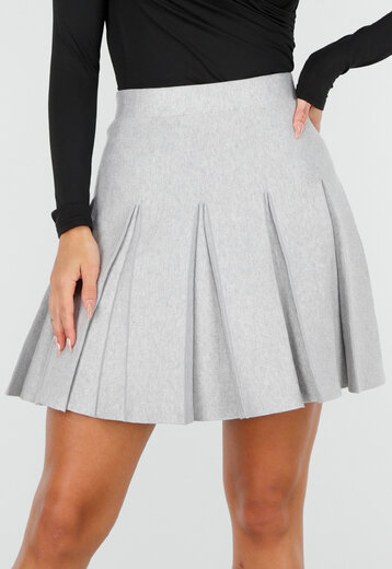 Lichtgrijze Geplooide Mini Rok