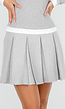 Lichtgrijze Geplooide Rok in Gebreide Stretchstof