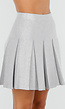 Lichtgrijze Geplooide Rok in Gebreide Stretchstof