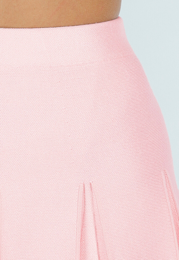 Lichtroze Geplooide Rok in Gebreide Stretchstof