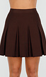 Donkerbruine Geplooide Rok in Gebreide Stretchstof