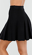 Zwarte Geplooide Rok in Gebreide Stretchstof