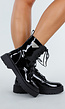 Zwarte Lakleren Veterboots met Chunky Zool