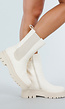 Beige Geweven Chelsea Boots