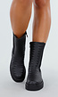 Zwarte Chelsea Boots met Geweven Detail en Chunky Zool