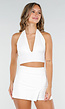 Witte Halter Crop Top met V-Hals