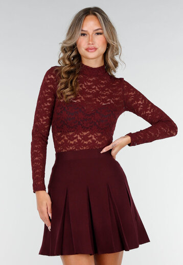 Bordeaux Kanten Top met Col