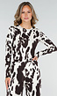 Bruin-Witte Stretch Body met Koeienprint en Lange Mouwen
