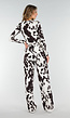 Bruin-Witte Stretch Body met Koeienprint en Lange Mouwen