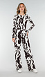 Bruin-Witte Stretch Body met Koeienprint en Lange Mouwen