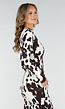 Bruin-Witte Stretch Body met Koeienprint en Lange Mouwen