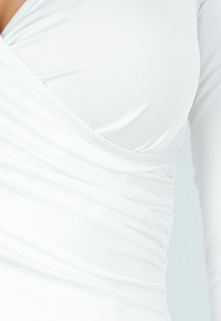 Witte Gedrapeerde Top met Overslag en Stretch