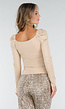 Beige Overslag Top van Stretchstof