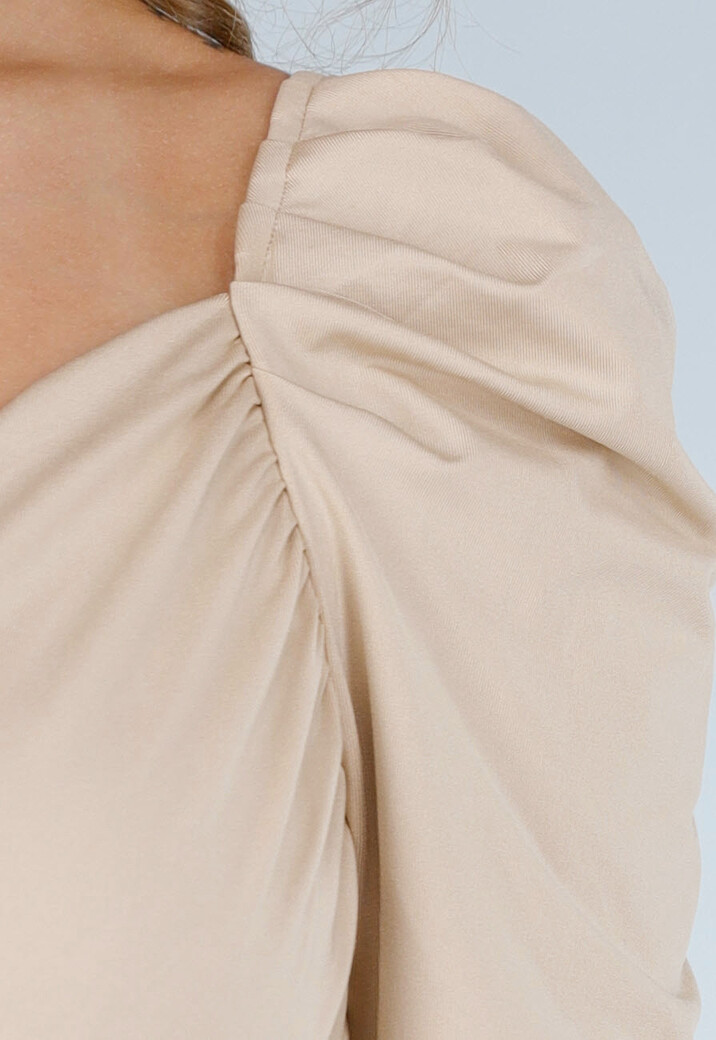 Beige Overslag Top van Stretchstof