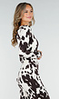 Bruine Koeienprint Top met Lange Mouwen