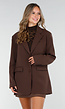 Bruine Oversized Blazer met Knopen en Klepzakken