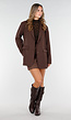 Bruine Oversized Blazer met Knopen en Klepzakken