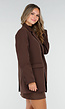 Bruine Oversized Blazer met Knopen en Klepzakken