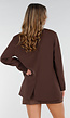 Bruine Oversized Blazer met Knopen en Klepzakken