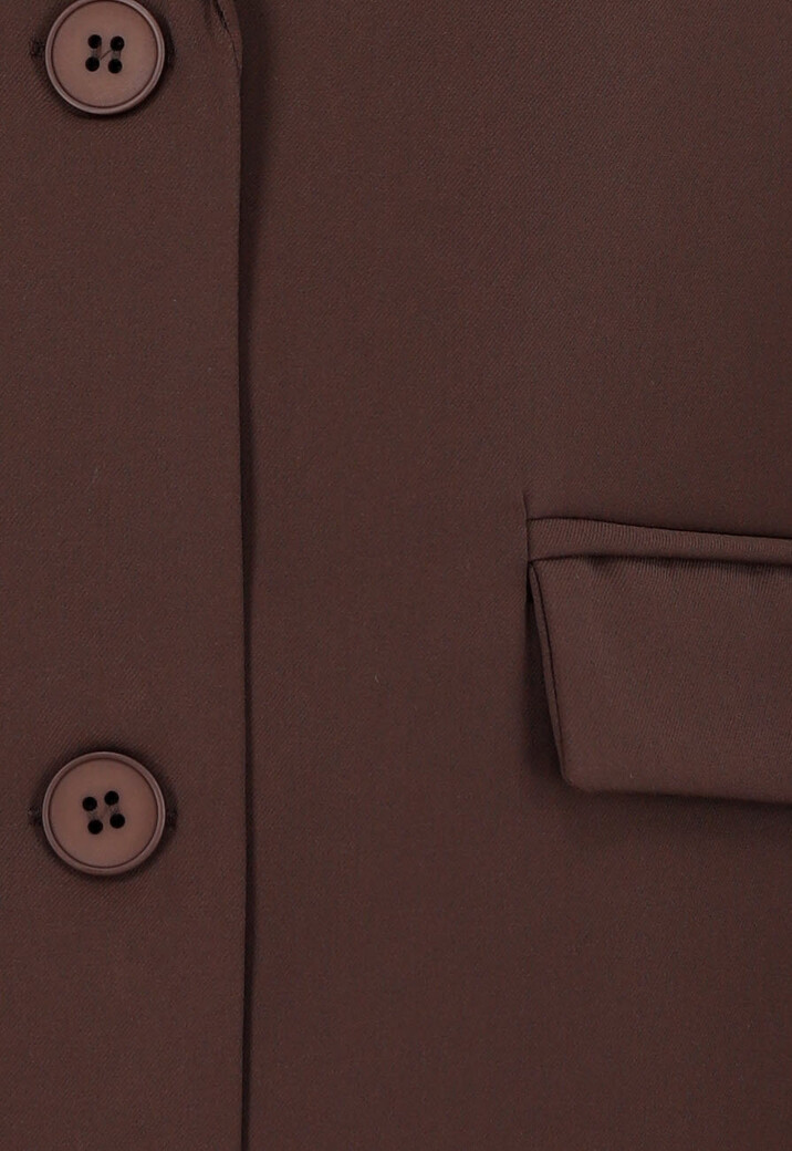Bruine Oversized Blazer met Knopen en Klepzakken