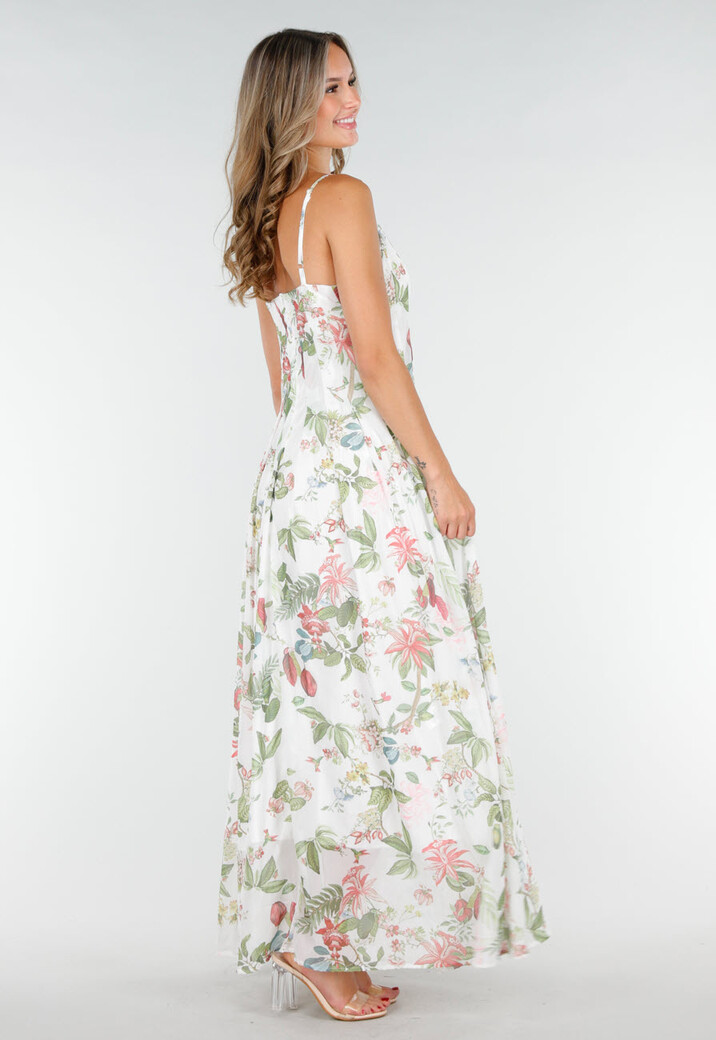 Lange Maxi Jurk met Bloemenprint en Spaghetti Bandjes