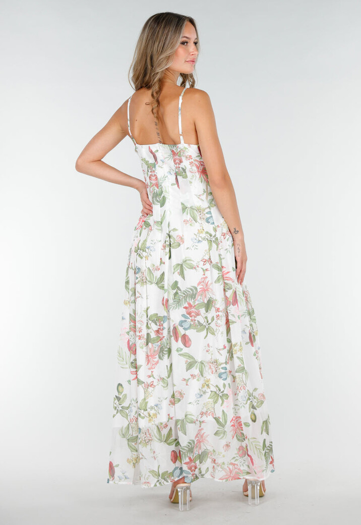 Lange Maxi Jurk met Bloemenprint en Spaghetti Bandjes