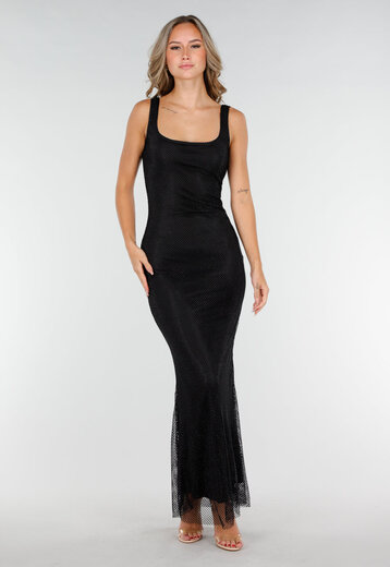 Zwarte Jurk met Strass en Stretch