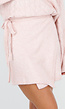 Lichtroze Gebreide Overslagrok met Strikdetail