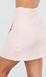 Lichtroze Gebreide Overslagrok met Strikdetail