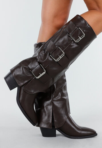 Donkerbruine Hoge Gesp Laarzen