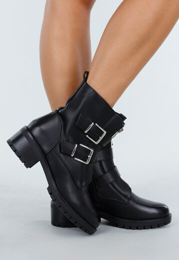 Zwarte Biker Boots Gespen