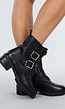 Zwarte Biker Boots met Gespen en Ritsdetail