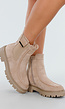 Beige Enkellaarsjes met Chunky Zool en Suèdelook