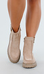 Beige Enkellaarsjes met Chunky Zool en Suèdelook
