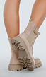Beige Enkellaarsjes met Chunky Zool en Suèdelook