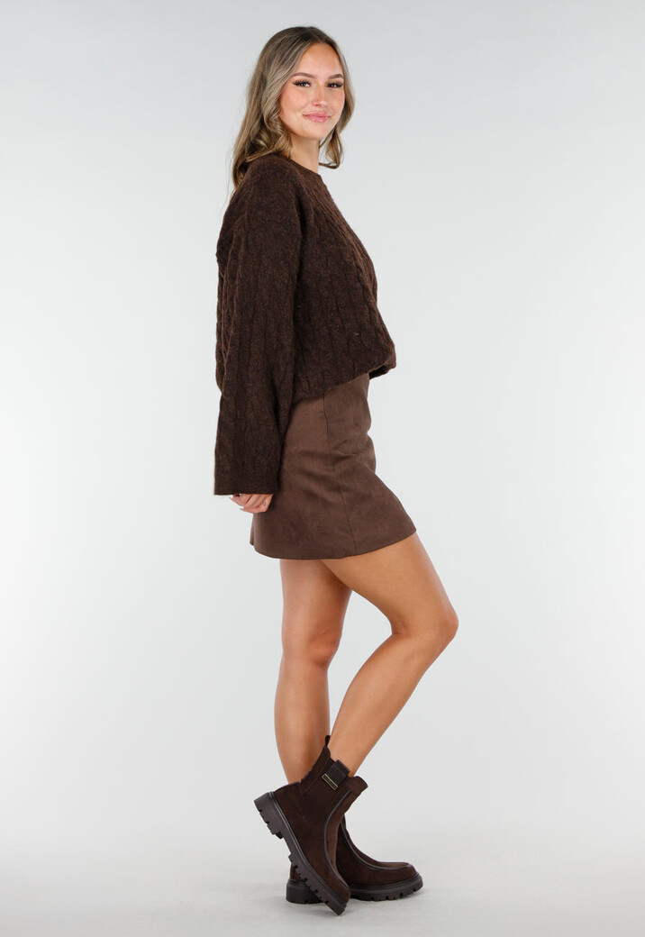 Bruine Enkellaarsjes met Chunky Zool en Suèdelook