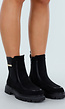 Zwarte Enkellaarsjes met Chunky Zool en Suèdelook
