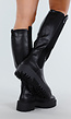 Zwarte Hoge Laarzen met Chunky Zool en Elastisch Detail