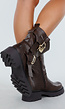 Bruine Biker Boots met Gespen en Chunky Zool