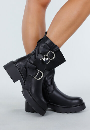 Zwarte Biker Boots met Gespen